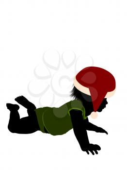 Royalty Free Clipart Image of a Baby in a Santa Hat