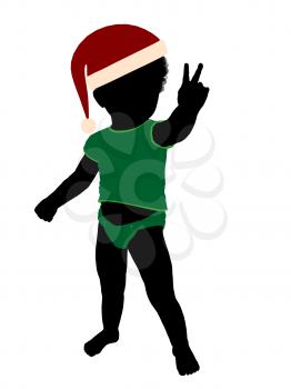 Royalty Free Clipart Image of a Baby in a Santa Hat