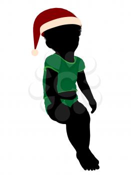 Royalty Free Clipart Image of a Baby in a Santa Hat