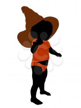 Royalty Free Clipart Image of a Baby in a Witch's Hat