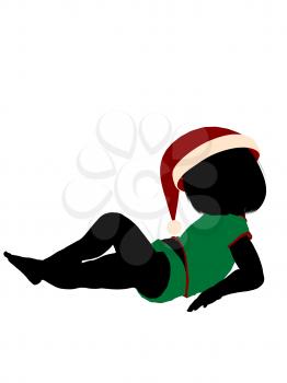 Royalty Free Clipart Image of a Baby in a Santa Hat