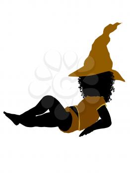 Royalty Free Clipart Image of a Baby in a Witch's Hat