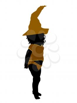 Royalty Free Clipart Image of a Baby in a Witch's Hat