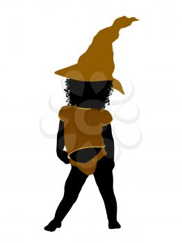 Royalty Free Clipart Image of a Baby in a Witch's Hat