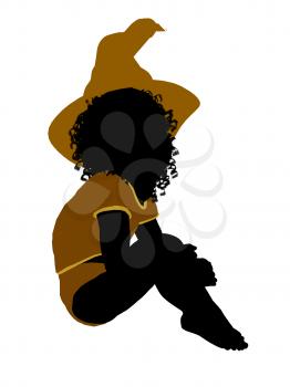 Royalty Free Clipart Image of a Baby in a Witch's Hat