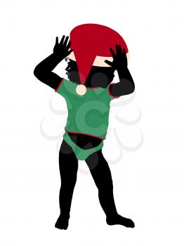 Royalty Free Clipart Image of a Baby in a Santa Hat