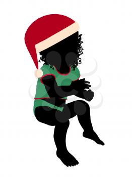 Royalty Free Clipart Image of a Baby in a Santa Hat