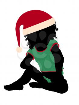 Royalty Free Clipart Image of a Baby in a Santa Hat