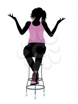 Royalty Free Clipart Image of a Girl on a Stool