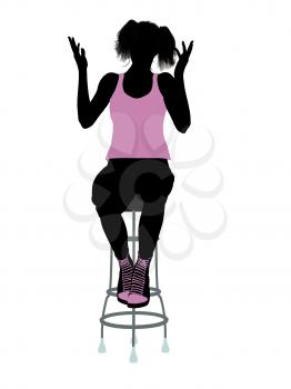 Royalty Free Clipart Image of a Girl on a Stool