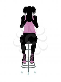 Royalty Free Clipart Image of a Girl on a Stool