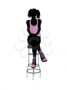 Royalty Free Clipart Image of a Girl on a Stool