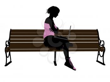 Royalty Free Clipart Image of a Girl on a Park Bench
