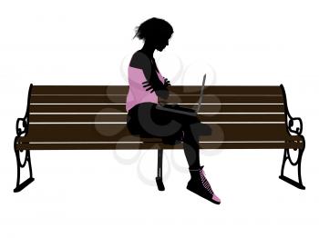 Royalty Free Clipart Image of a Girl on a Park Bench