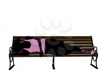 Royalty Free Clipart Image of a Girl on a Park Bench