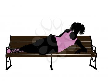 Royalty Free Clipart Image of a Girl on a Park Bench