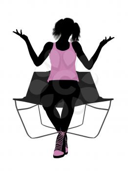 Royalty Free Clipart Image of a Girl on a Lounge Chair