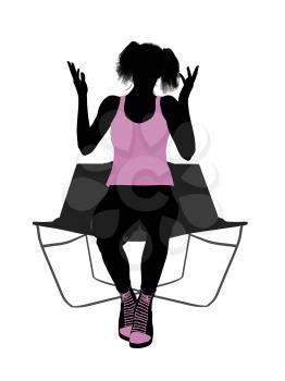 Royalty Free Clipart Image of a Girl on a Lounge Chair