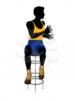 Royalty Free Clipart Image of a Man on a Barstool