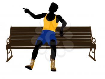 Royalty Free Clipart Image of a Man on a Park Bench