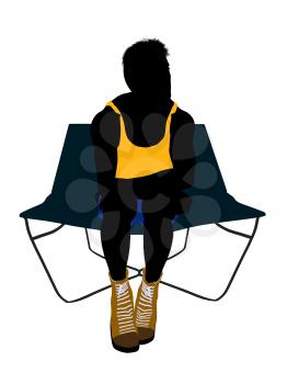 Royalty Free Clipart Image of a Man on a Lounge Chair