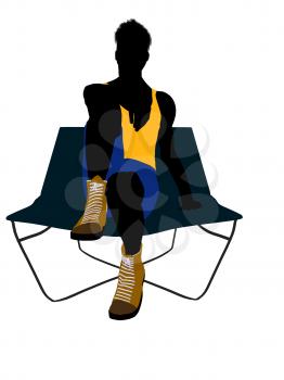 Royalty Free Clipart Image of a Man on a Lounge Chair