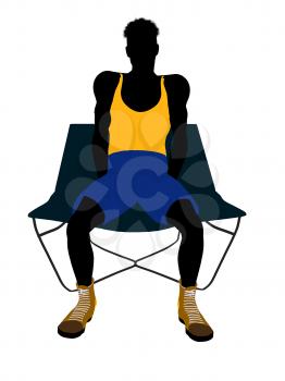 Royalty Free Clipart Image of a Man on a Lounge Chair