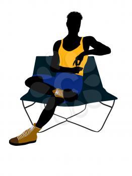 Royalty Free Clipart Image of a Man on a Lounge Chair