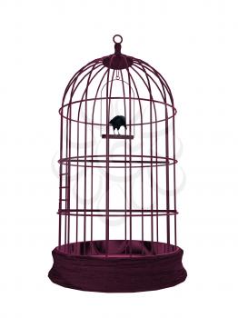 Royalty Free Clipart Image of a Bird in a Cage