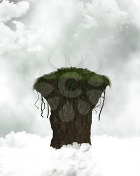 Royalty Free Clipart Image of a Cliff in the Clouds