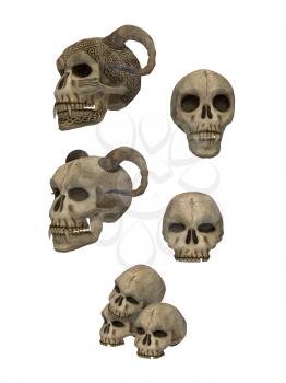 Royalty Free Clipart Image of Skulls