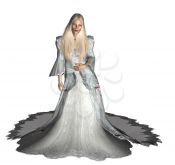 Royalty Free Clipart Image of a Woman in a Gown