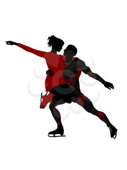 Royalty Free Clipart Image of a Couple Skating