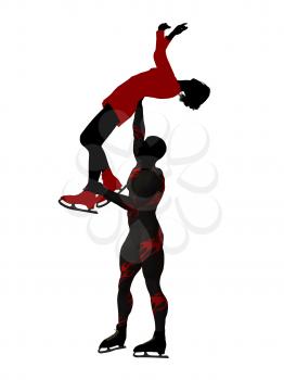 Royalty Free Clipart Image of a Couple Skating