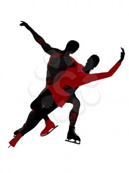 Royalty Free Clipart Image of a Couple Skating