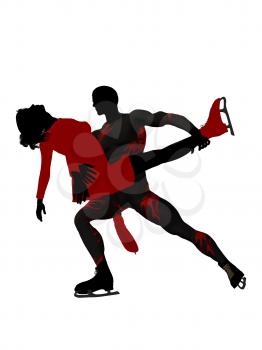 Royalty Free Clipart Image of a Couple Skating