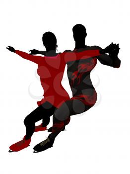 Royalty Free Clipart Image of a Couple Skating