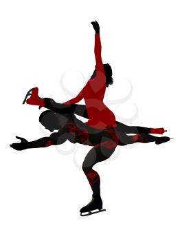 Royalty Free Clipart Image of a Couple Skating