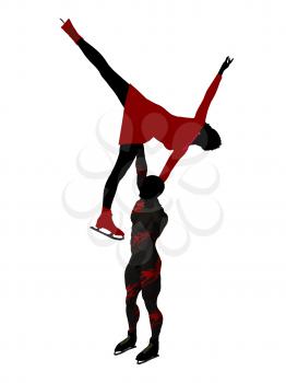 Royalty Free Clipart Image of a Couple Skating