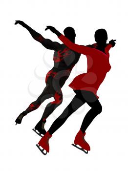 Royalty Free Clipart Image of a Couple Skating