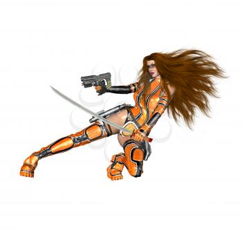 Royalty Free Clipart Image of a Warrior Woman