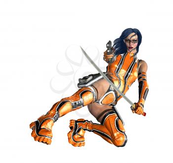 Royalty Free Clipart Image of a Warrior Woman