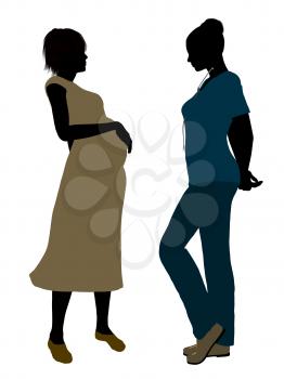 Royalty Free Clipart Image of a Female Doctor With an Expectant Mother