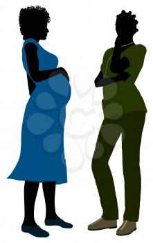 Royalty Free Clipart Image of a Female Doctor With an Expectant Mother