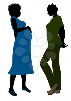 Royalty Free Clipart Image of a Female Doctor With an Expectant Mother