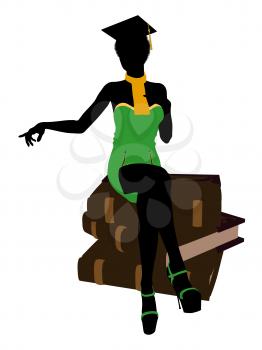 Royalty Free Clipart Image of a Woman Sitting on Books