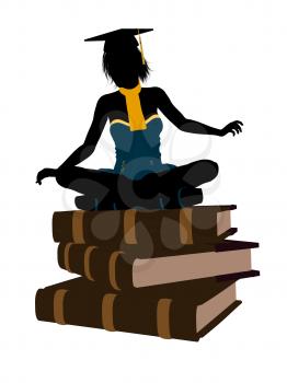 Royalty Free Clipart Image of a Woman Sitting on Books