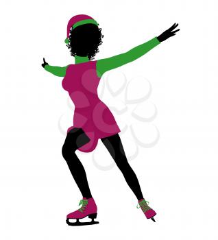 Royalty Free Clipart Image of an Ice Skater Elf