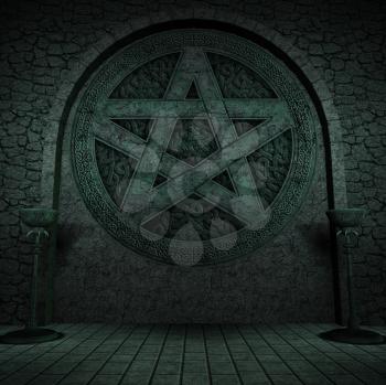 Royalty Free Clipart Image of a Pentagram Background