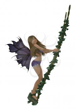 Royalty Free Clipart Image of a Fairy on a Swing